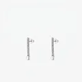 Minimalist S925 sterling silver geometric stud earrings with sparkling zircon stones - 925 Silver / Silver