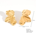 Irregular 18K gold plated stainless steel earrings with organic textured leaf design - E664-44(Liquid Leaf)