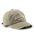 Vintage khaki washed cotton baseball cap with white Los Angeles embroidery detail - LOS Embroidery / Khaki