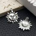 Vintage silver sun face alloy charms for DIY necklaces and bracelet jewelry making - Sun 7701 Silver 19x23mm