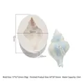 White silicone seashell candle mold with light blue conch wax sample and dimensions - Conch 08 HY-08