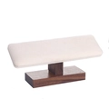 Solid wood bracelet display stand with beige microfiber slanted surface for jewelry - Walnut Base Creamy White Velvet