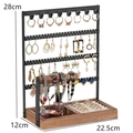 Black jewelry display stand with wooden base and dimensions of 28x22.5x12 cm - Single Axis / Black
