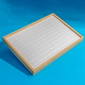 Bamboo and white PU leather multi-slot jewelry display tray for rings and earrings - 100 Slots Ring Tray