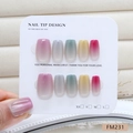 Handmade cat eye press-on nails with rainbow jelly gradient colors in 10-piece set - Size S (FM231)