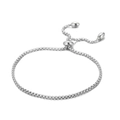 Silver square link chain bracelet with adjustable slide clasp and oval bead charms - Simple Oval Bead Tail Style (KLJ5220-Z)