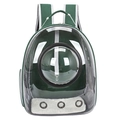 Portable pet carrier backpack with space capsule bubble in dark green finish - Green Transparent Shell Space Capsule Black Ring