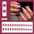 Unghie finte a mandorla lucide con sfumatura viola e set di 24 pezzi disponibili - Tipo di Colla / Rosso Rosa Ombré (W1485)