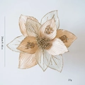 Champagne gold 24cm sequin mesh Christmas flower ornament for wreaths and trees - Champagne
