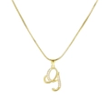 Gold letter G pendant necklace with white zircons on a snake chain for women - Letter G / Gold