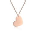 Elegante roségoldene Herz-Halskette mit polierter Oberfläche und feiner O-Kette für Damen - Ankerkette Halskette / Roségold