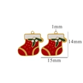 Christmas stocking charm in red and green enamel with 14x15mm dimensions and gold edging - Striped Sock