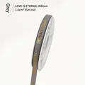 Grey 1cm gold foil stamped ribbon with Love Is Eternal text for floral packaging - 1.0cm Wide x 30 Yards Long / Gray