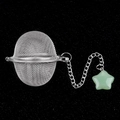 Infusor de té de acero inoxidable con colgante de estrella de ágata verde en cadena - Aventurina Verde