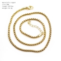 Detail view of 3mm wide golden copper box chain necklace with 45+5cm length specs - 3mm Snake Chain