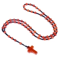 Rosario de ágata naranja hecho a mano con cuentas de 6mm y un colgante de cruz elegante - Ágata roja