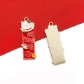 Ciondolo gatto portafortuna Maneki Neko in lega con testo fortuna e campanellino dorato - 1 Pezzo Gatto della Fortuna Ampia Fonte di Ricchezza 15x42mm