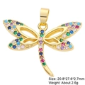 Detail of colorful zircon dragonfly pendant with dimensions 20.8x27.6mm for jewelry making - Five-Color Zircon Dragonfly Style (13)