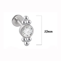 Silver stainless steel labret stud with 10mm crystal cluster and cubic zirconia - 10mm Center Gem Deco Style (13 silver) / 1.2*8mm / Silver