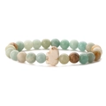Elastic beaded elephant bracelet with natural tiger eye and turquoise stone beads - Amazonite
