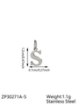 Polished stainless steel letter S pendant with 1.2cm height and 0.7cm width - Letter-S / Steel