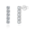 Vertical 925 sterling silver stud earrings with five bright round cubic zirconia stones - Silver Five-stone Vertical Studs (SE396-P)