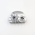 White acrylic hair claw clip with black spider web pattern for Halloween hair styling - White Spider / 8.2cm