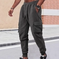 Pantaloni sportivi grigio scuro da uomo con trama a nido d'ape e tasche cargo all'aperto - S / Grigio Melange Scuro
