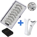 5 Pairs Magnetic Eyelash Set with Applicator Tool and Case in Model MB14K-5 - Natural Long Style With White Clip (MB14K-5)