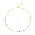 Titanium steel heart necklace featuring colorful rainbow enamel with a gold finish - Colorful Gold