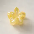 Iridescent cream yellow frangipani flower hair claw clip with a pearlescent finish - Matte Yellow Electroplated [8cm Large]