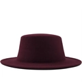 Classic flat top wool felt fedora hat in deep wine red for elegant autumn winter styling - M (56-58cm) / Burgundy