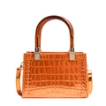 Bolso bandolera naranja brillante con motivo de piedra y asas de resina marrón - Naranja