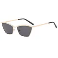 Occhiali da sole cat eye con montura in metallo dorato e lenti grigio scuro C1 - Montatura Oro Lente Grigia