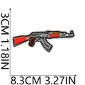 Detailed view of AK-47 assault rifle embroidered patch with 8.3x3cm size dimensions - AK47 Rifle Style (No. 13)