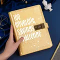 Golden glitter 100 Envelope Savings Challenge binder with a vintage combination lock - With Password Lock / Glitter Yellow (Shell Only)