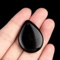 Polished black obsidian teardrop pendant for DIY jewelry making and necklace crafts - Obsidian
