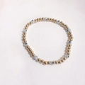 18K gold plated titanium steel beaded bracelet with white and blue evil eye charms - Black White Eye - Gold