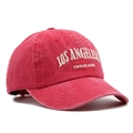 Ricamo dettagliato LOS ANGELES su berretto da baseball in cotone rosso lavato - Regolabile / Arancione