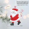 Christmas Santa Claus iron tree ornament with walking stick and red paint finish - Santa with Cane