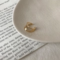 Minimalist double-layer 18K gold-plated C-shaped ear cuff with smooth mirror finish - Style 2021 Gold Ear Clips - Pair
