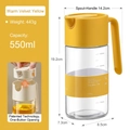 Bouteille d'huile 550ml en verre jaune avec couvercle automatique et poignée ergonomique - Jaune Velours Chaud (Nouveau Modèle)