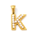 Golden letter K pendant with inlaid white pearls on stainless steel for jewelry DIY - Letter K Style (SP723G-K)