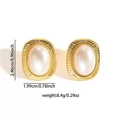 French retro gold stud earrings with oval pearls and pleated textured metal finish - ED21-Large Radiant Pearl