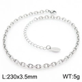 230mm silver stainless steel chain anklet with lobster clasp and 3.5mm width - Silver Style (KJ3760-Z)
