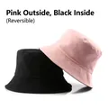 Reversible bucket hat in pink and black colors with high-quality cotton fabric - Pink Outside Black Inside (Reversible)