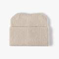 Bonnet en tricot beige pour femmes avec de mignonnes oreilles de chat et texture côtelée - Beige