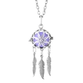 Collar atrapasueños plateado con cuenta morada y plumas para aromaterapia - Plata Atrapasueños Cuenta Morada (04)