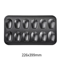 Non-stick 12-cup carbon steel Madeleine baking pan in dark grey finish, 226x399mm - 12-Cavity / Black