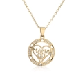 Elegante collar bañado en oro de 18K con colgante redondo de MAMA y circonitas en blanco - 21803-Colgante MAMA Corazón Retorcido